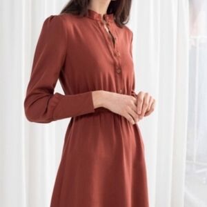 &Other Stories Paris Atelier | burgundy/brownish midi long sleeve dress NWOT